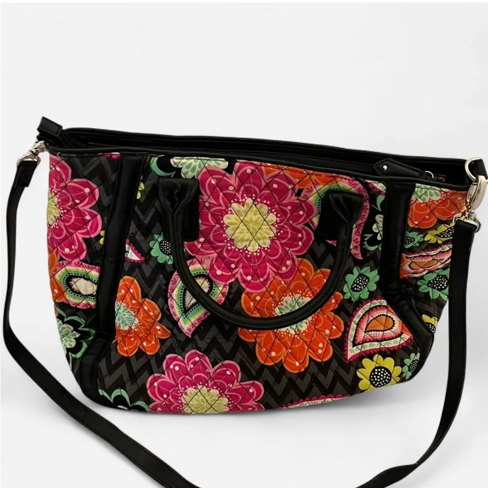 Vera Bradley Ziggy Zinnia *RETIRED* Trapeze Pink and Orange Floral Tote Bag